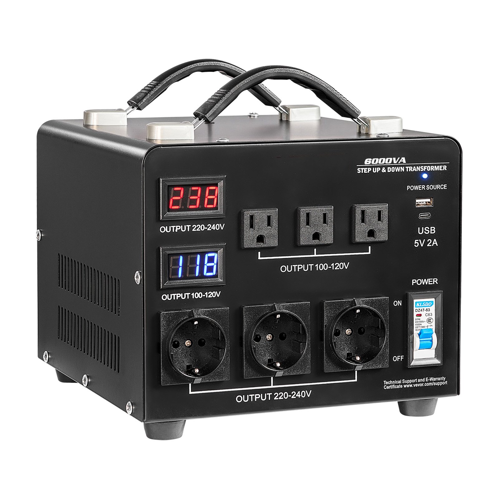 Voltage Converter Transformer 6000VA Step Up/Down 110 To 220V/220 To 110V