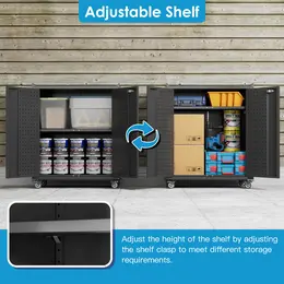 Metal Storage Cabinet With Wheels Rolling Storage Cabinet With 2 Doors And Adjustable Shelves