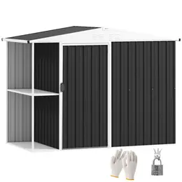Dark Gray 8 x 4 ft. Metal Outdoor Storage Shed with Vents and Lock