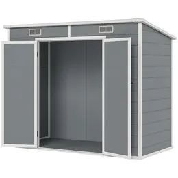 Plastic Outdoor Storage Shed with Floor, Window, Lockable Doors, and Vents