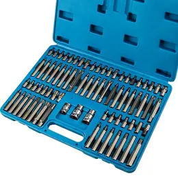 Product image of 75-Piece Hex Torx Star Spline Ribe Socket Bit Set, 1/2 & 3/8 in. Drive, Short & Long