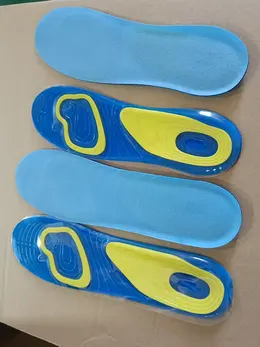 Silicone Insoles-Men's-TPE+ Velvet-Blue Yellow-1 Pair