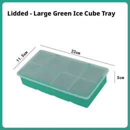 Silicone ice cube mold-eight squares-green-1 pack