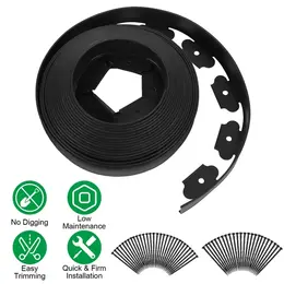 32.8FT&60FT&100FT Options - 1Pc No-dig Garden Edging Kit Plastic Garden Border With 30&54&90Pcs Stakes 2In Tall Border Edging For Garden Lawn Yard Flower Beds