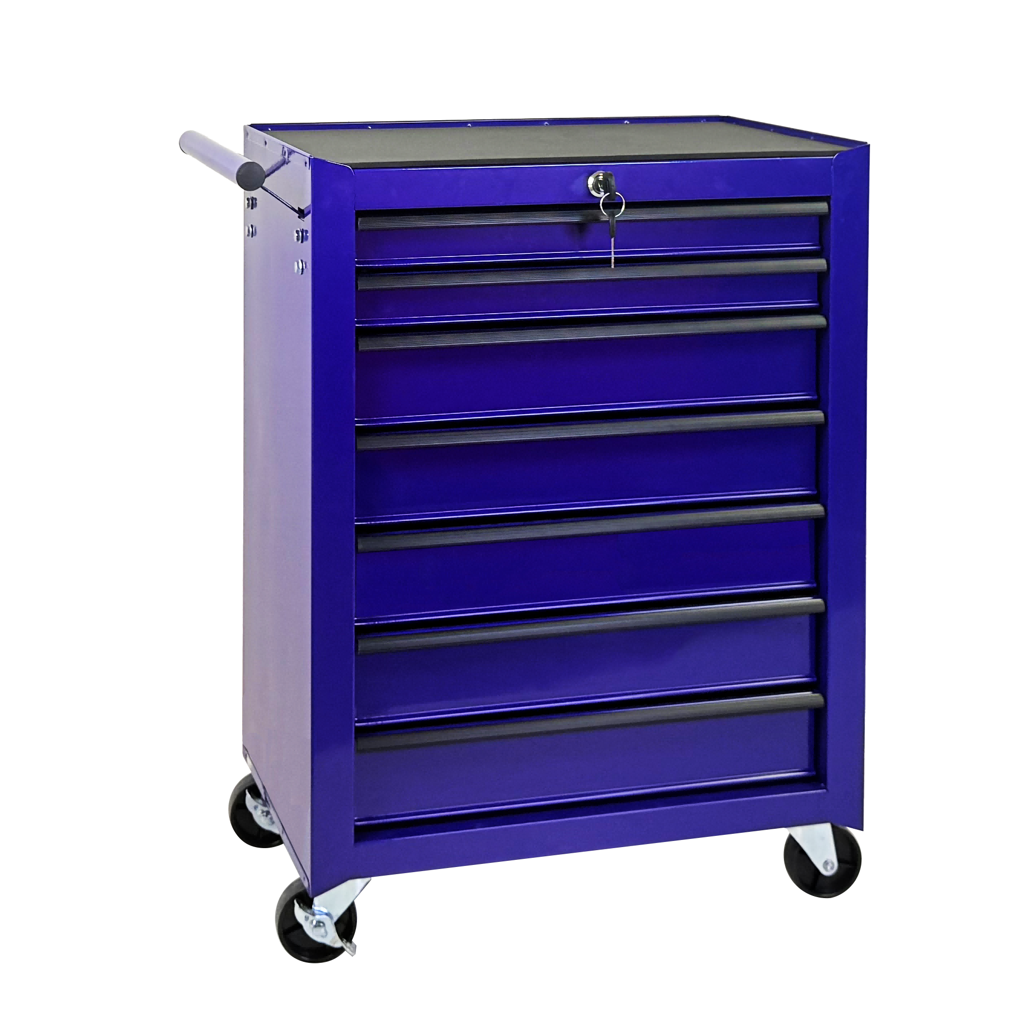 7-Drawer Rolling Tool Storage Cabinet With Detachable Top Tool Box, Universal Lockable Wheels, Adjustable Shelf, Locking Mechanism, Metal Tool Cart For Garage Workshop,Amethyst Charm Purple