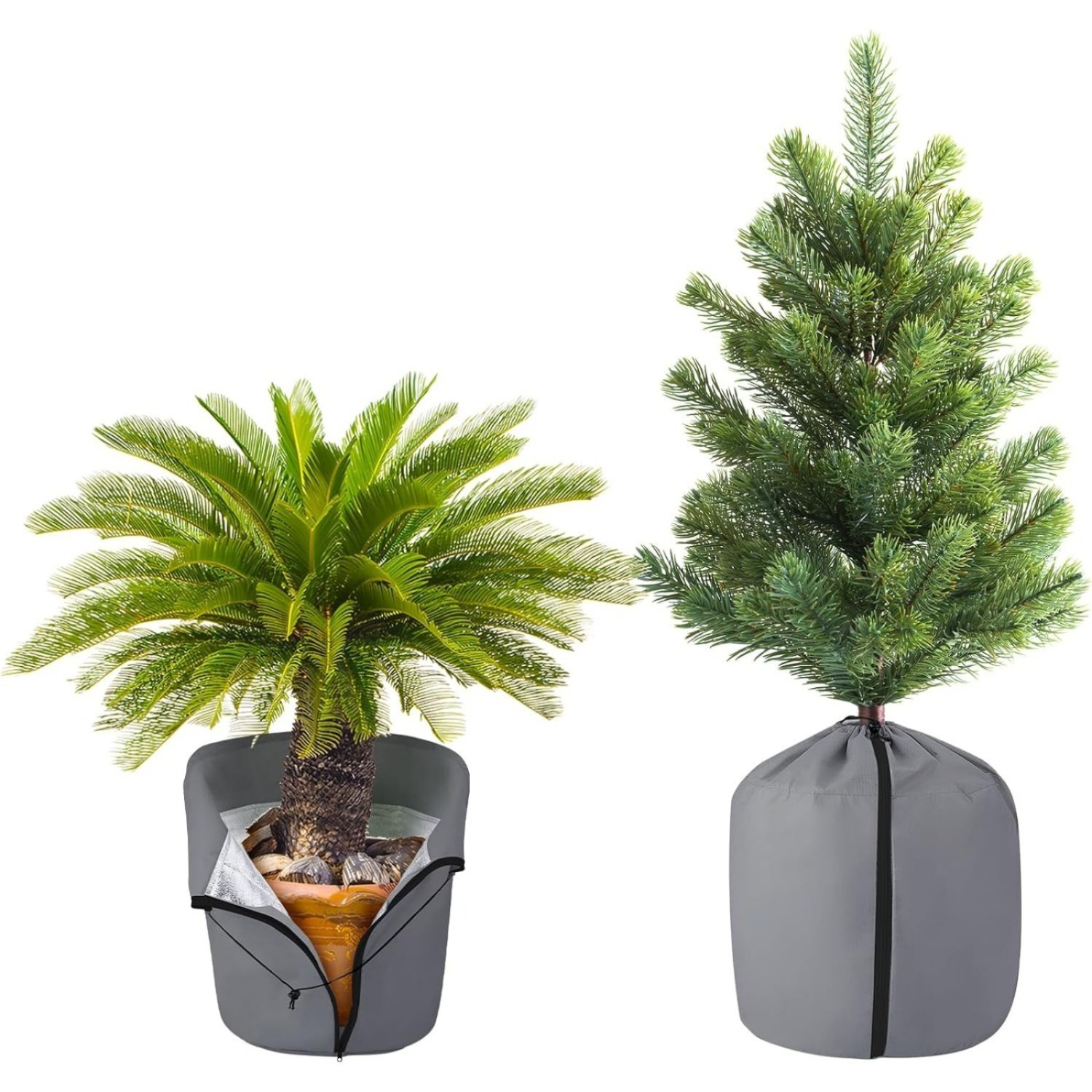 2-Piece Thermal Pot Cover,45x50cm Potted Plant Protection Bags With Zipper And Drawstring—Winter Protection For Potted Plants Against Frost,Winter Protection Pots For Palm Trees, Outdoor Use