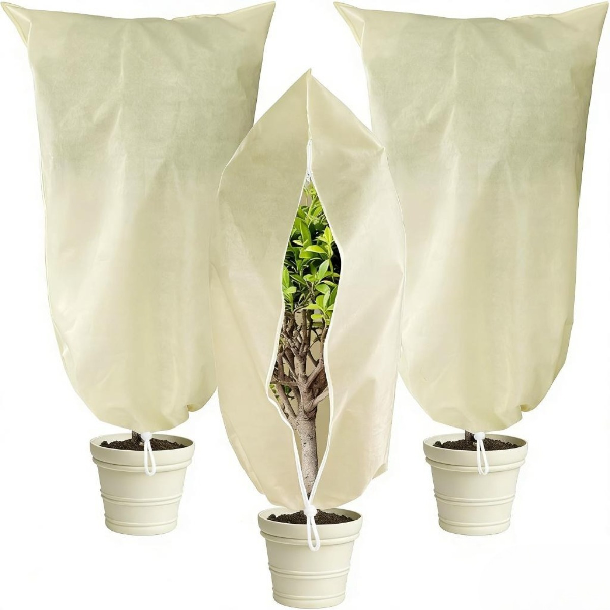 Plant Cover 3-Piece Set – Reusable Frost Protection Covers 80x100cm – Non-woven Fabric Covers For Plants, Shrubs, And Garden Beds In A Garden Tool Set