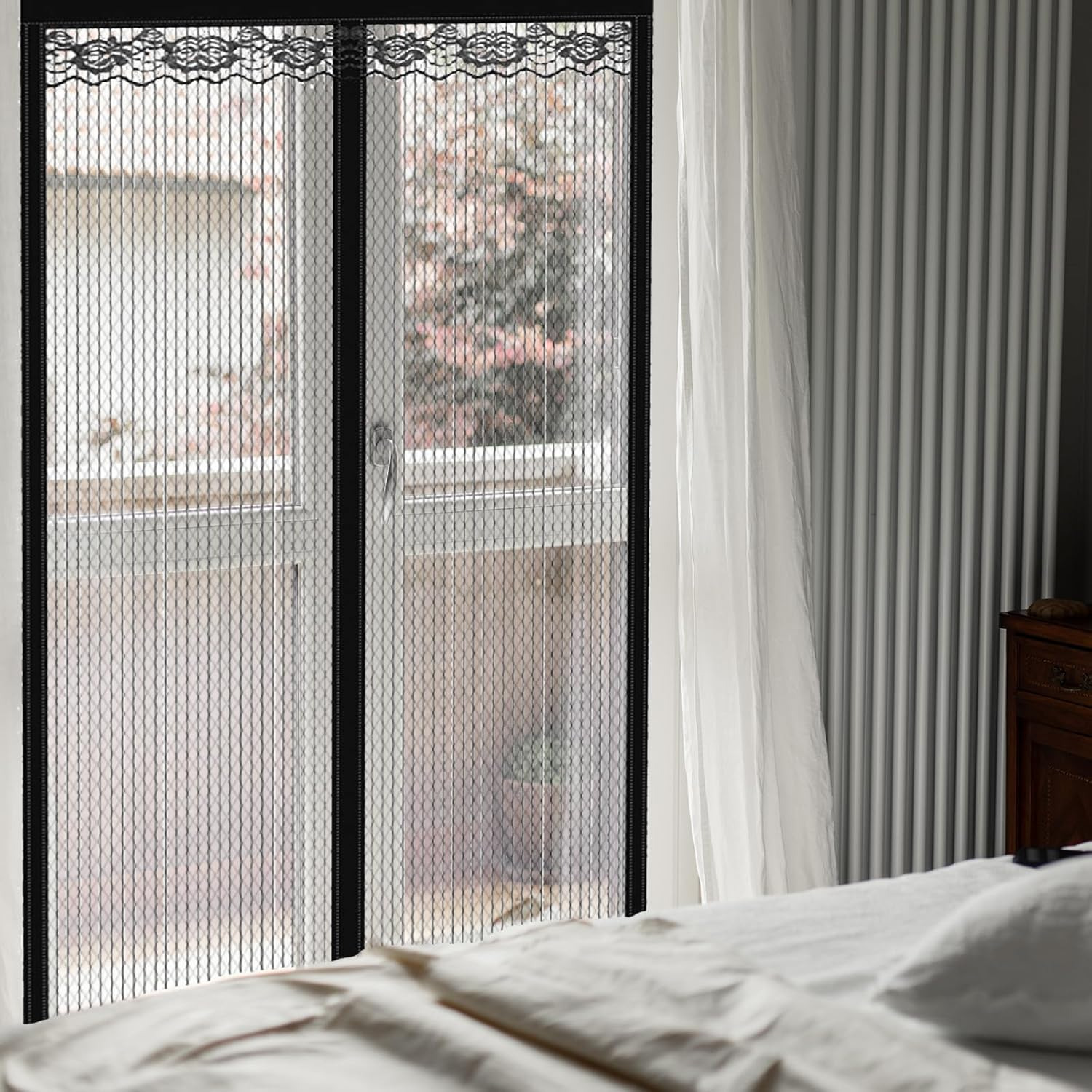 Fly Screen Door,Magnet Insect Screen Curtain,No Drilling Required,Mosquito Screen Door 90x210cm,Black Fly Screen For Balcony Door, Living Room, Basement Door, Patio Door