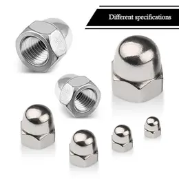 124-Piece Set Of Stainless Steel Cap Nuts (Dome-Head Hex Nuts) With Transparent Storage Box—Accessories For Furniture, Bicycles, Woodworking, And Industrial Machinery—M4, M5, M6, M8, M10