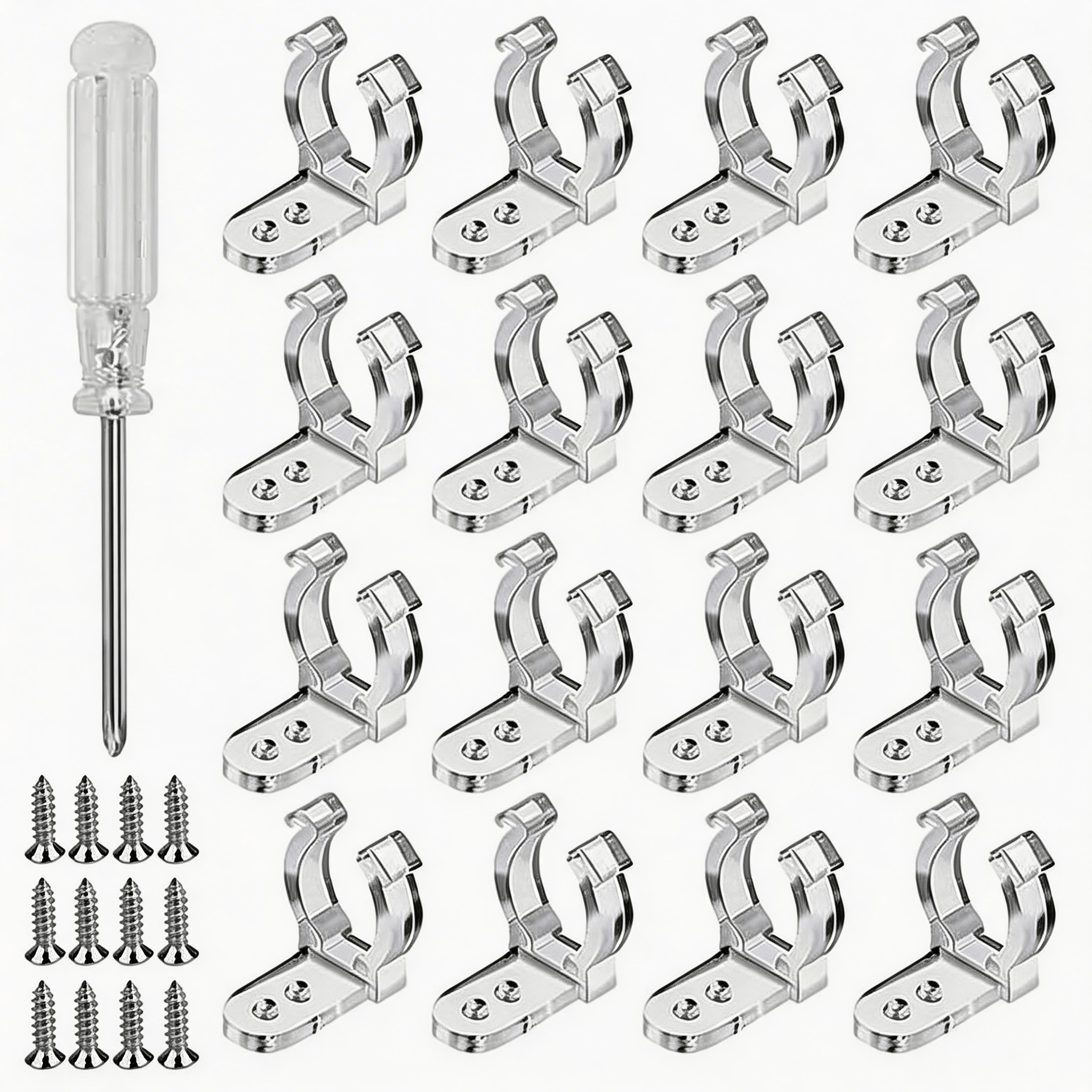 Transparent Phillips-head Screwdrivers With 100 String Light Clips And 200 Mounting Screws For Festive Decorations—Party Accessories Set