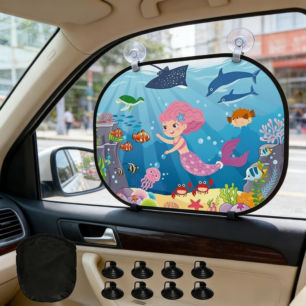 Set Of 2 Car Window Sun Shades With 8 Suction Cups, Universal Car Window Sun Shade Film For Side Windows, Practical Sun Protection For Your Vehicle—Multi-Piece Party Gift Set