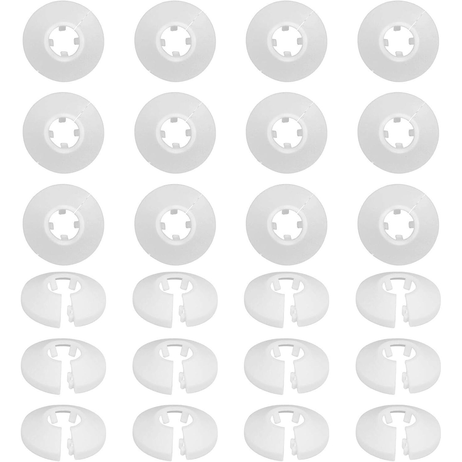 24-Piece Set Of 15mm Plastic Radiator Rosettes, Pipe Sleeves, And Heating Pipe Covers For Radiator Pipes—White—Party Gift Sets With Multiple Items