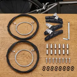 Bicycle Brake Cable Set With V-Brake Pads, 2x Brake Cables, 4x Brake Pads (2L+2R), 1x M5 Allen Wrench, Repair Kit Accessories