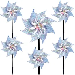 Set Of 6 Wind Turbines For Bird Deterrence, Garden Wind Turbines, Silver Bird Scare Windmills, 52 X 19 Cm, Reflective Wind Turbines, Creative Garden Decor For Balconies, Orchards, Yards, And Parks