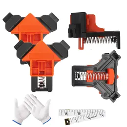 Corner Clamp Set With 4 Angle Clamps, Nylon Gloves, And Measuring Tape; Practical Helper Set For Assembly And DIY Projects