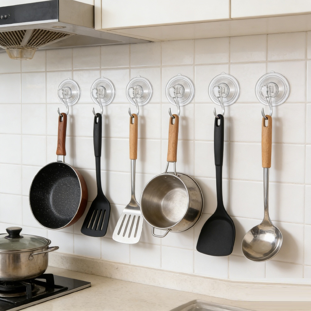 Set Of 8 Suction Cup Hooks With Strong Suction, Transparent Universal Hooks For Smooth Surfaces, Reusable Suction Cups For Party Decorations And Household Use