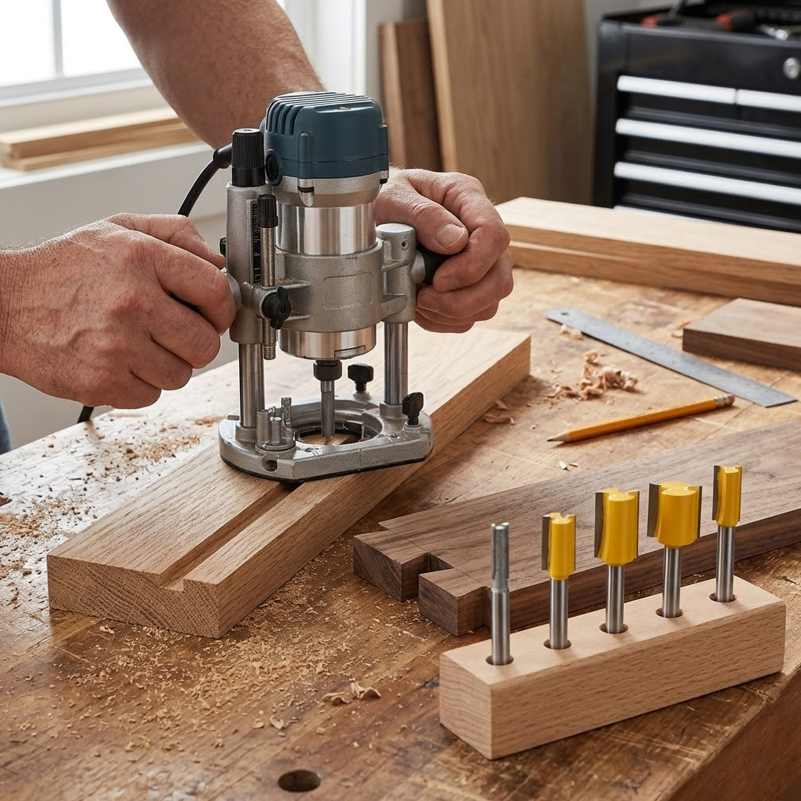 5-Piece Router Bit Set - Precision Router Bits For Clean Cuts In Wood And Soft Materials