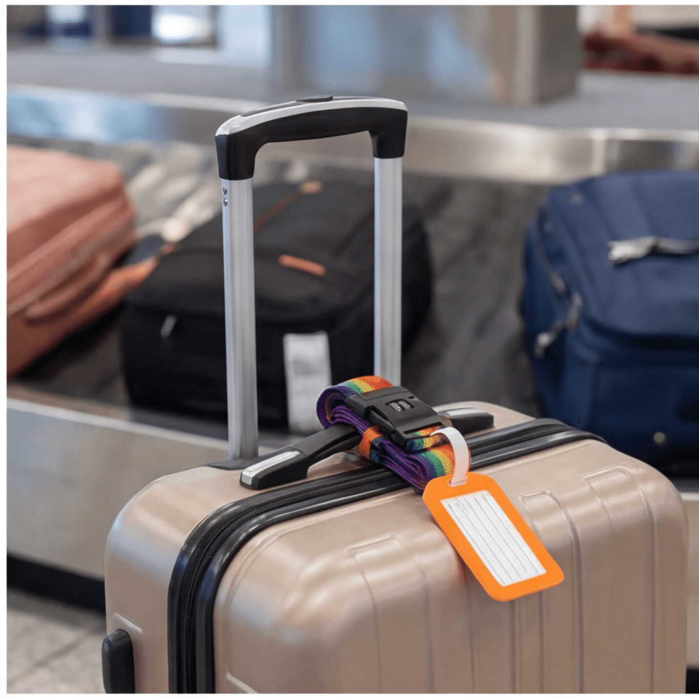 Set Of 2 Colored Luggage Straps With TSA Lock + 2 Orange Luggage Tags For Travel Bags—Party Accessory Set
