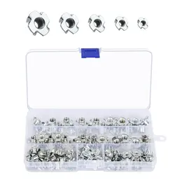 102-Piece Drive-In Nut Set With 4 Drive-In Tips, Four-Prong Nut Assortment, Screw Kits For DIYers And Craftsmen, Woodworking And Furniture, M3, M4, M5, M6, M8