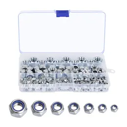 Pack Of 202 Locking Nuts, Assorted Self-Locking Nut Set, Hex Nuts, Stainless Steel Locking Nuts, Stop Nuts, Clamping Nuts, Hex Screw Nuts, Sizes M3, M4, M5, M6, M8, M10, M12, T151