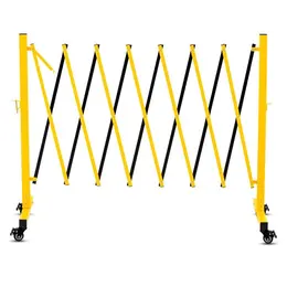 Metal Expandable Barricade, 11 ft, Retractable, with Casters