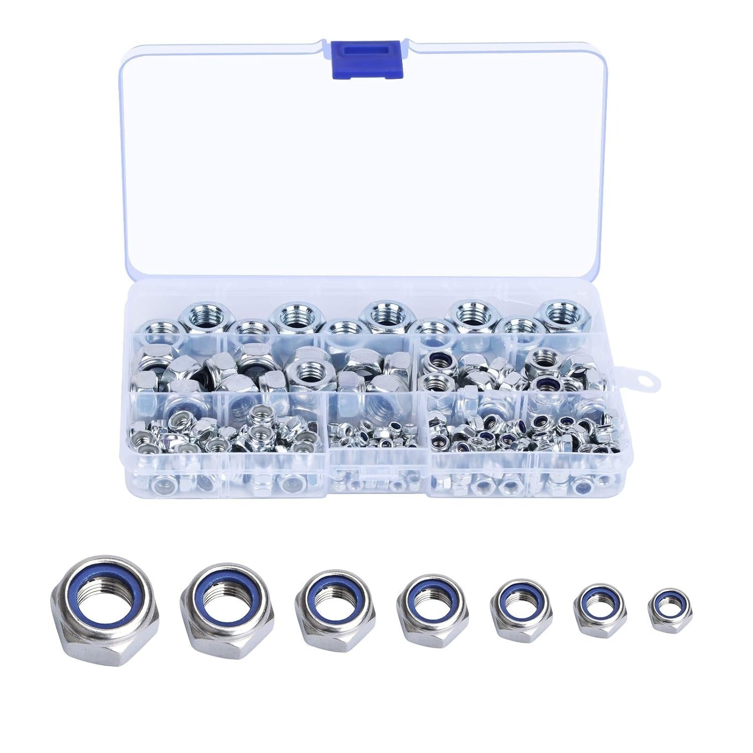 Main product image of 165 Assorted Stainless Steel Hex Lock Nuts, M3-M12