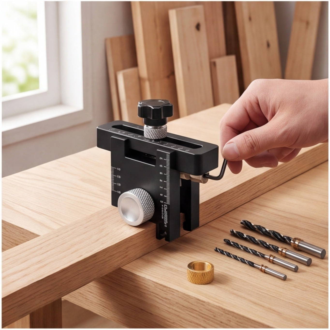 3-in-1 Drilling Template For Precise Holes In Woodworking Projects And DIY Jobs—Accessories For Hand Tools