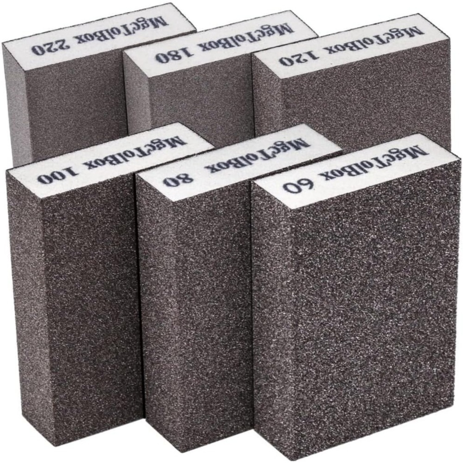 6-Piece Set Of Assorted Sanding Sponges For Wood; Reusable Sanding Block; 60/80/100/120/180/220 Grit Sanding Sponge Block For Polishing Wood, Drywall, Metal, Glass, And Various Materials