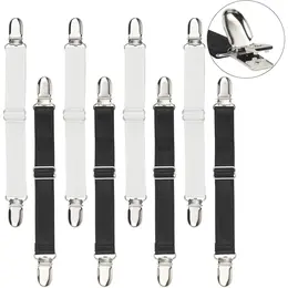Sheet Straps - 8-Piece Set - Adjustable - White And Black