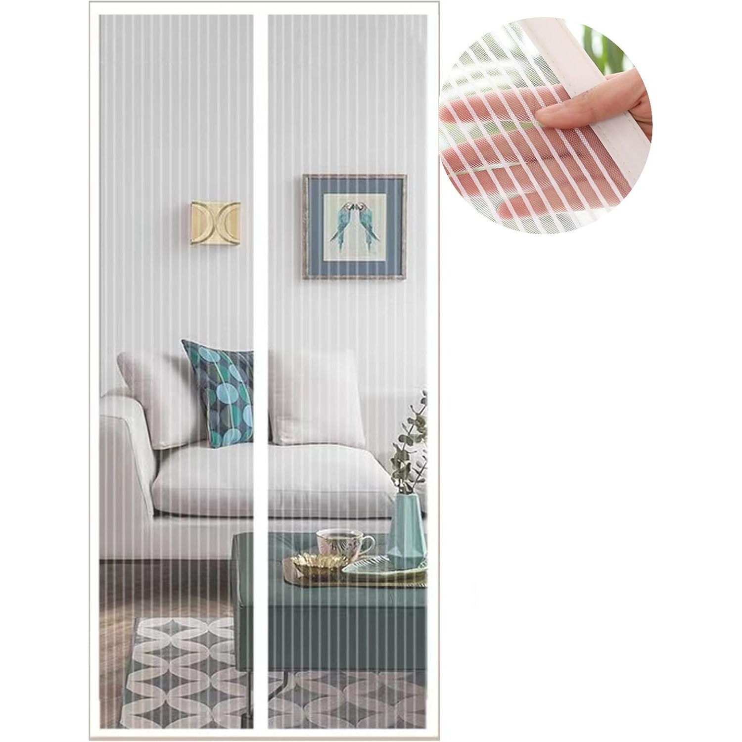 Main product image of 90x210 Cm White Magnetic Curtain for Doors, with Adhesive Tape