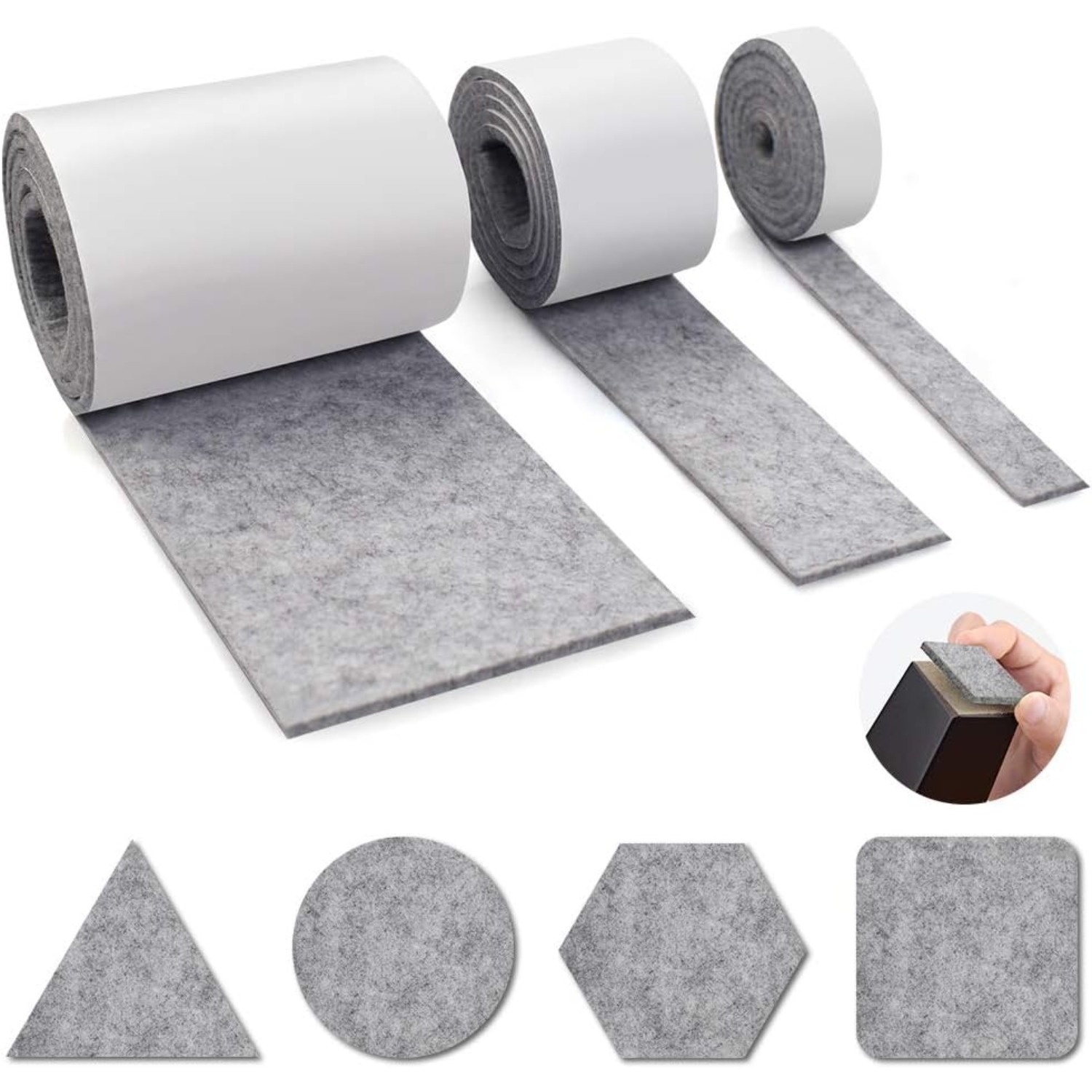 Main product image of Self-Adhesive Floor Mat, 3 Rolls, 100 cm L, 10 cm & 2 cm W, 0.5 cm T, Gray