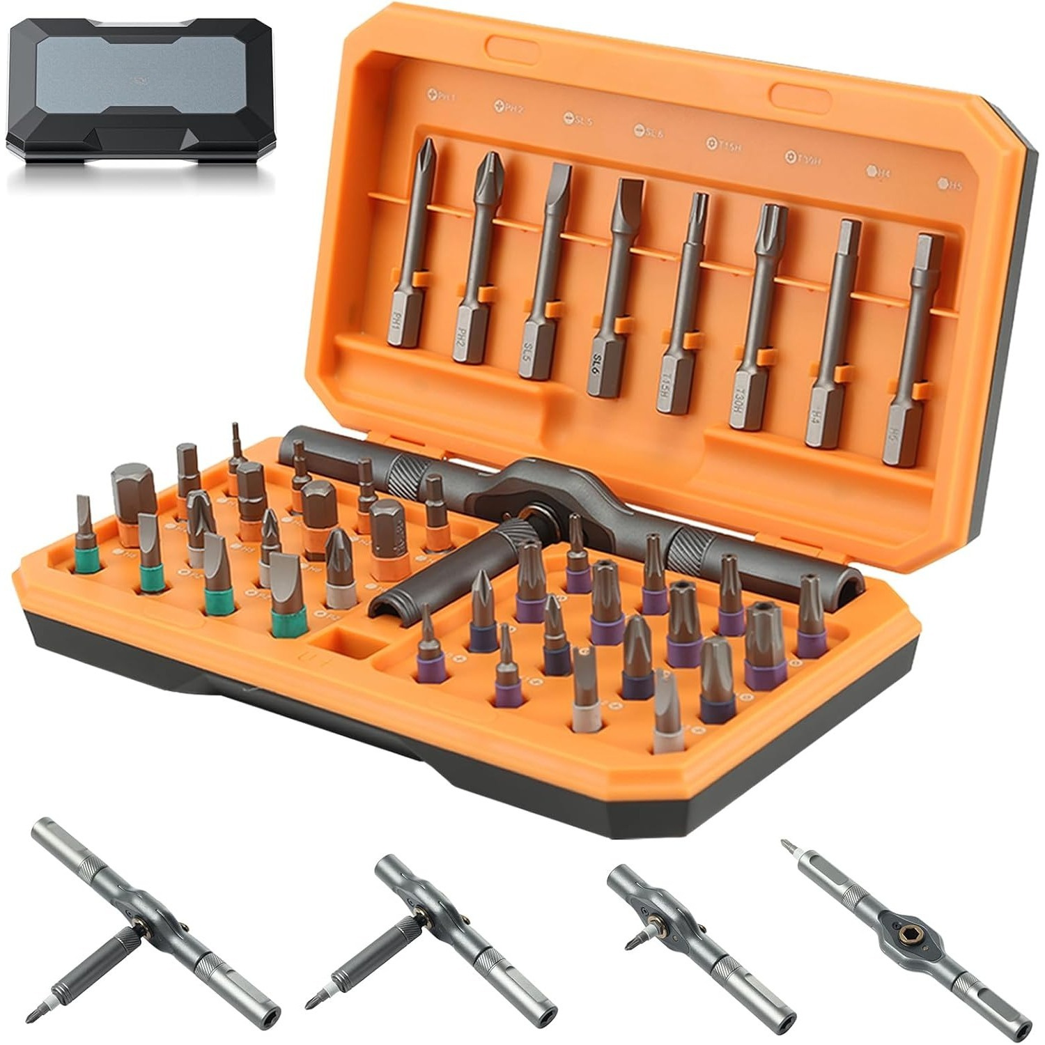 Main product image of 42-Piece Screwdriver Bit Set with Ratchet Function, Orange