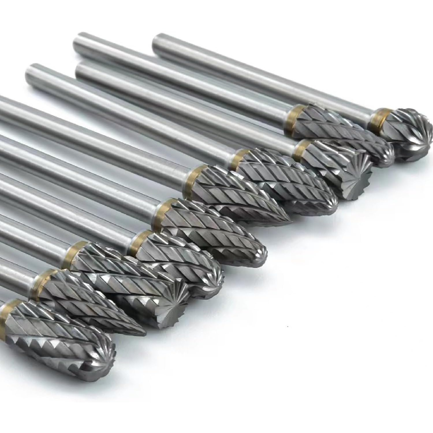 Main product image of Double-Cut Carbide End Mills, 10-Piece Set, 6mm Shank, 10 Different Shapes, Rotary Tool Accessories For Woodworking, Metal Grinding, And Engraving—Industrial Fittings