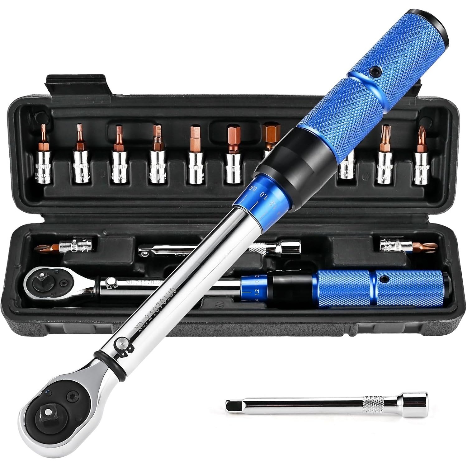 Main product image of Bicycle Torque Wrench, 1/4-inch, 2–24 Nm, 15-Piece Torque Wrench Set, Accuracy ±3%, Torque Wrench With 100 Mm Extension Bar, Hex Socket, And Drill Bit