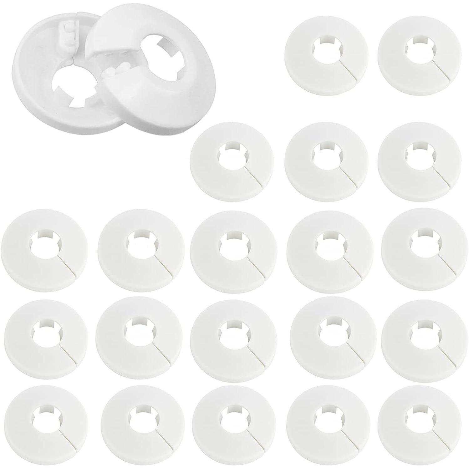 Main product image of 24-Piece Pipe Cover Set, Plastic Heating Pipe Rosettes, Practical Pipe Sleeves For Neat Wall Penetrations—Hand Tools