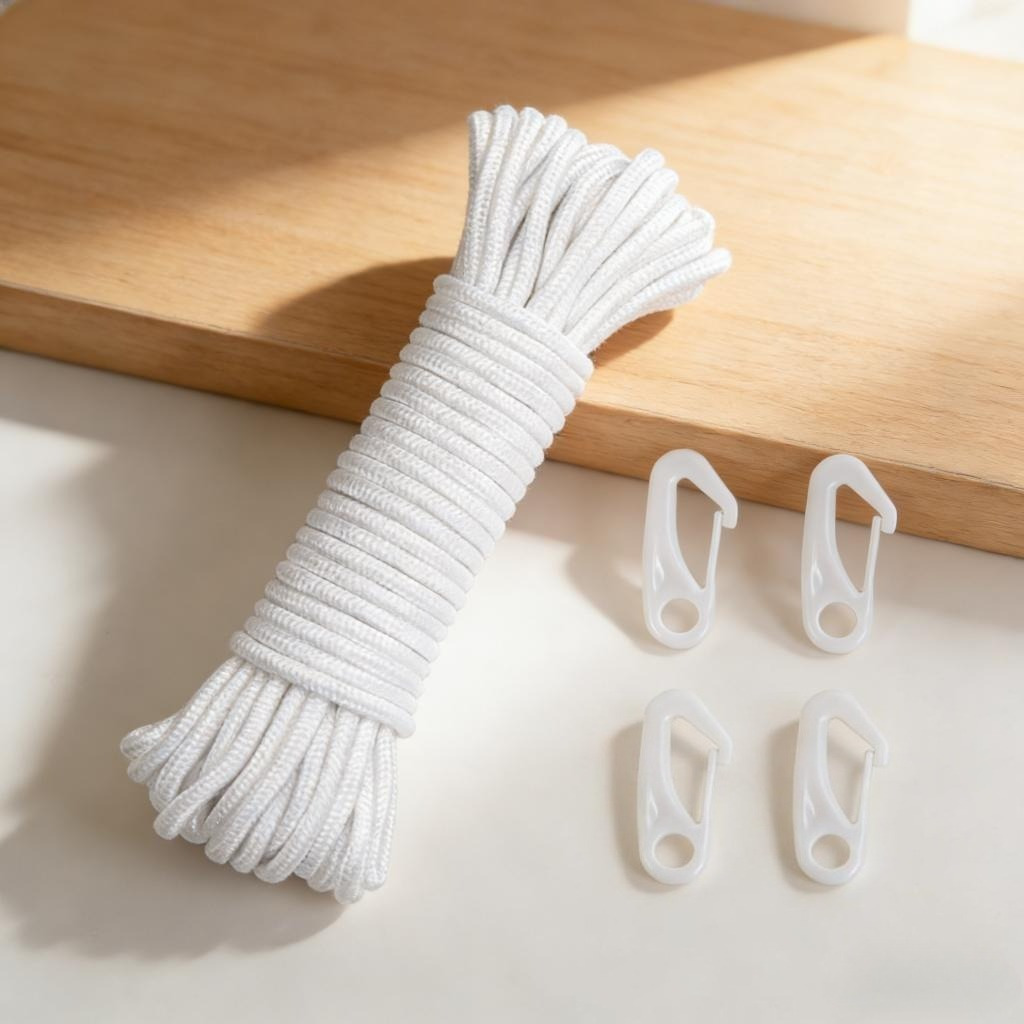 Main product image of Flag Rope Set With 15m Nylon Rope And 4 Clips, Practical Mounting Set For Flagpoles, Durable Accessories For Outdoor Use—hand Tools
