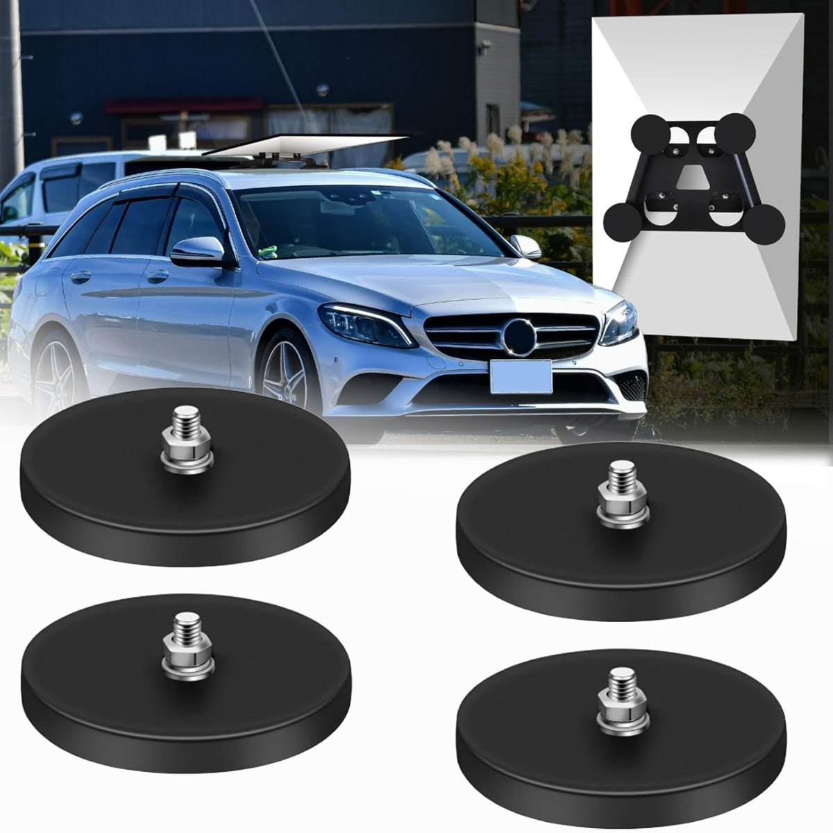 Main product image of 4 Threaded Magnets, Ø66mm, 30kg Lifting Capacity, Rubberized for Outdoor Use