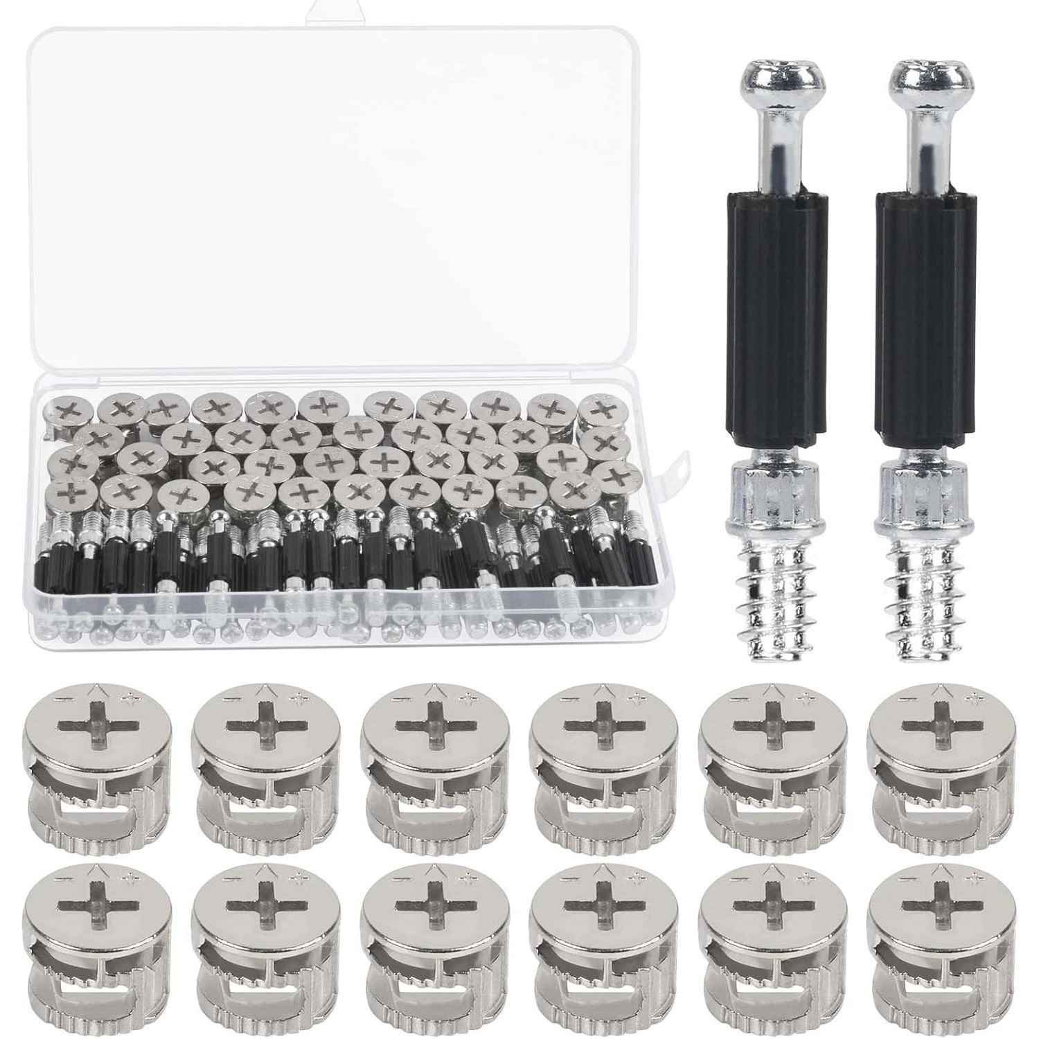 Main product image of 40-Piece M6 Eccentric Furniture Connector Set, Eccentric Fittings, Cabinet Connectors, Furniture Connectors, Screw-In Anchors With Screw-In Nuts, Furniture Connectors For Cabinets (M6)
