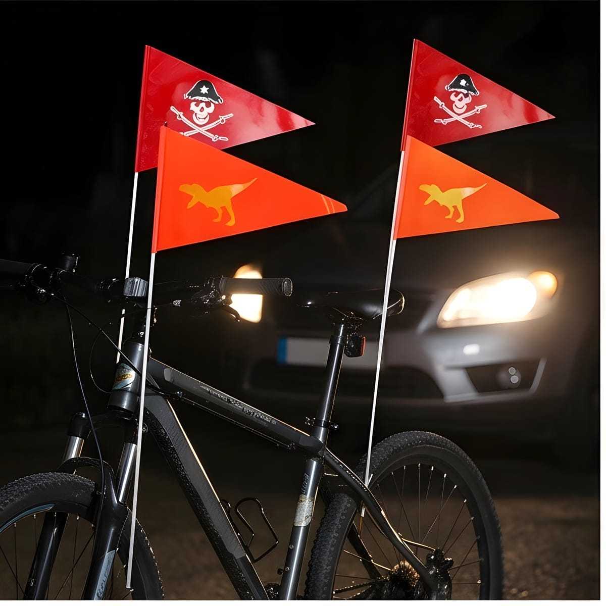 Main product image of Bicycle Reflective Flag Set, 5 Poles, Two Design Options