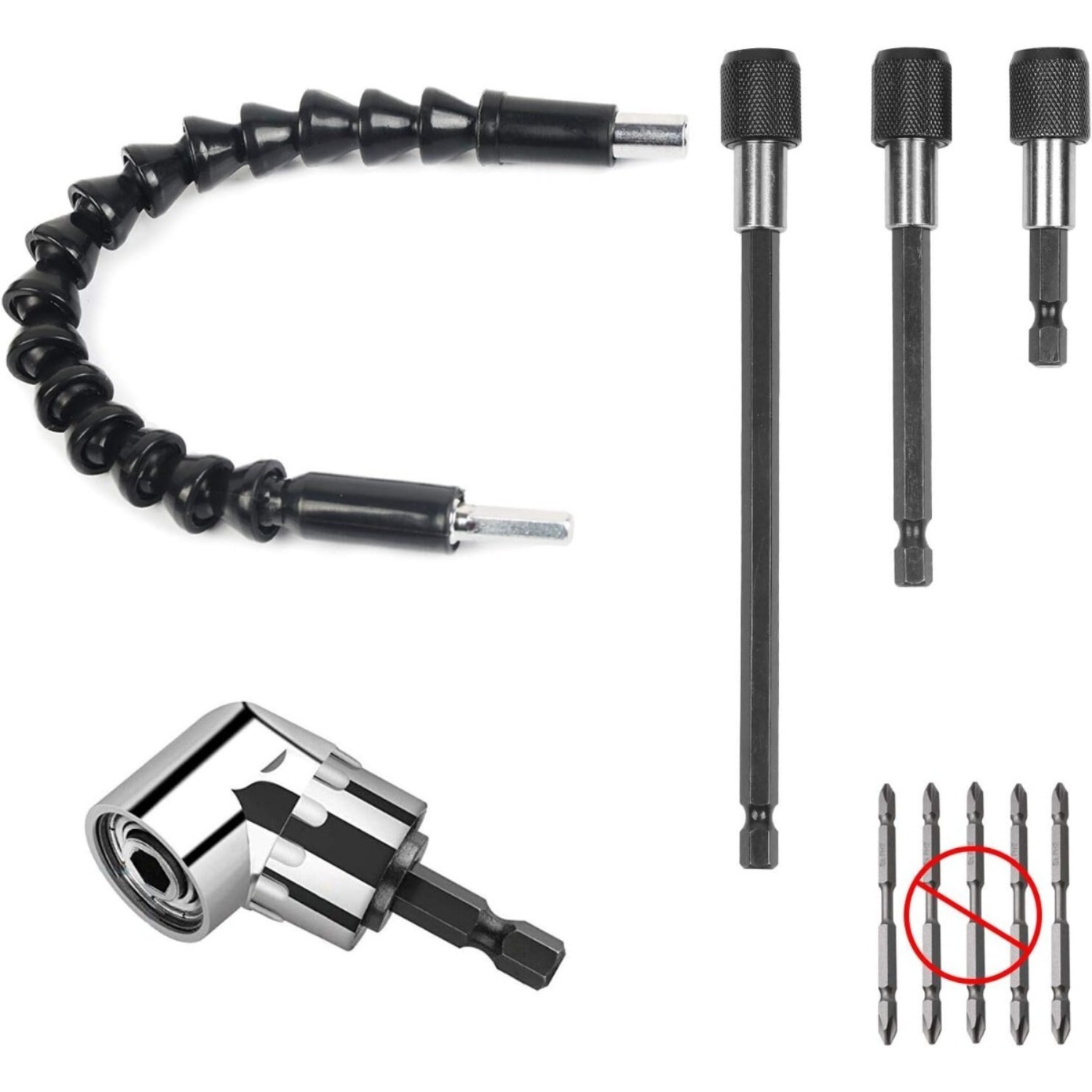 Main product image of Magnetic Drill Extension Set, 3-Piece, 60, 100, 150 mm, Hex Shank, Quick-Change
