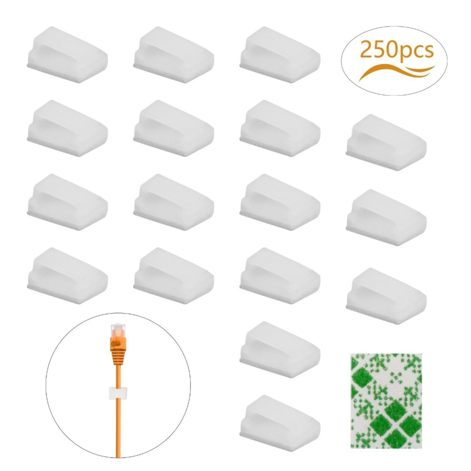 Main product image of 250 White Self-Adhesive Cable Clamps for Light Strips