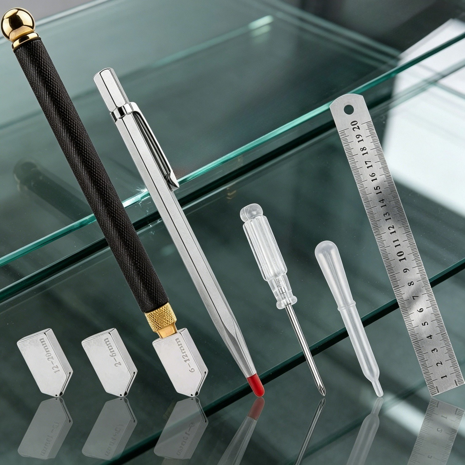 Main product image of Glass Cutter Set with Replacement Blades and Tools
