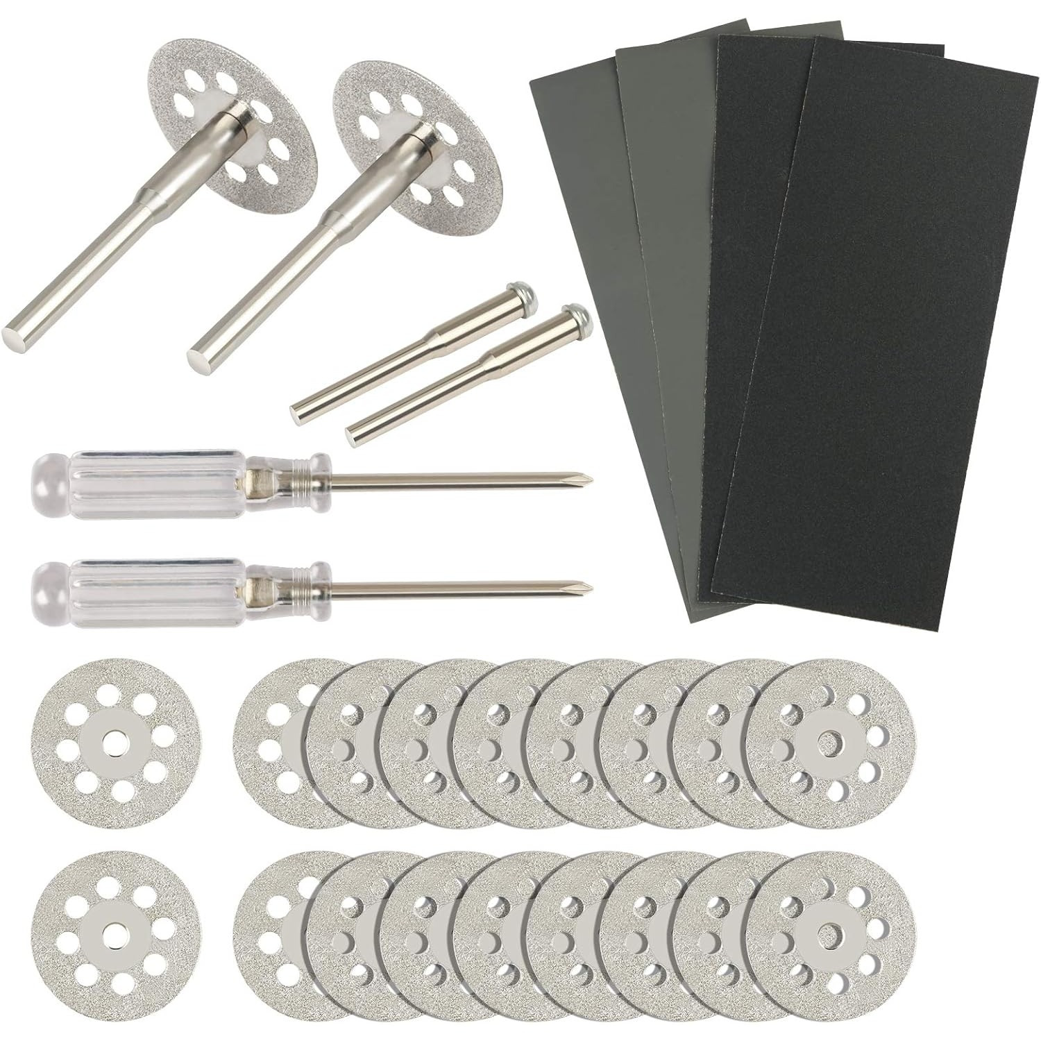 Main product image of Cutting Disc Set: 20 Discs, 4 Mandrels, 4 Sandpaper Sheets