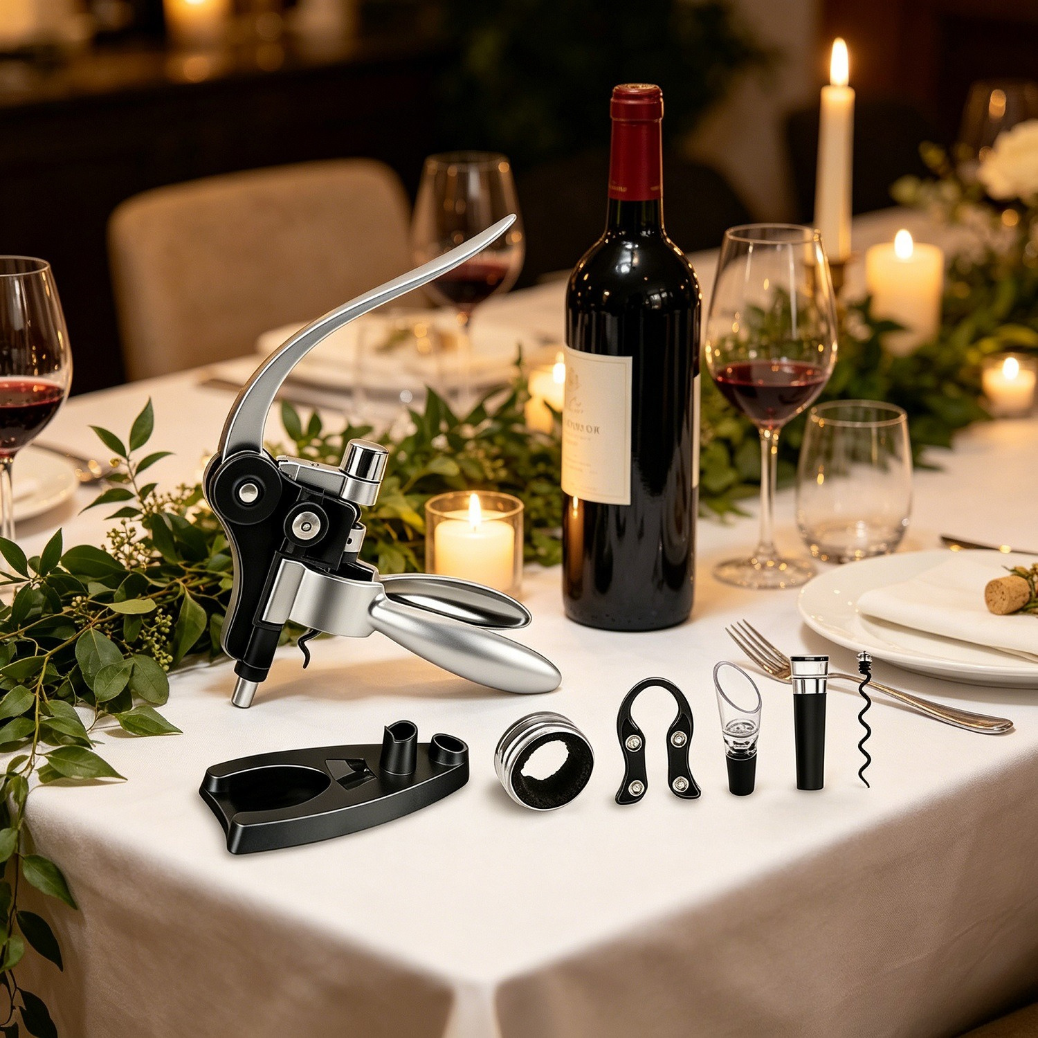 Main product image of Rabbit-head Corkscrew Set, 7-piece, with Decanter, Stopper, Foil Cutter