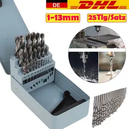 Product image of 25 Piece HSS Twist Drill Bit Set, 1-13mm, 135° Split Point, Metal Case