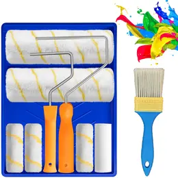 Product image of 9in Paint Roller Set with Tray, Roller Covers, and Paint Brush