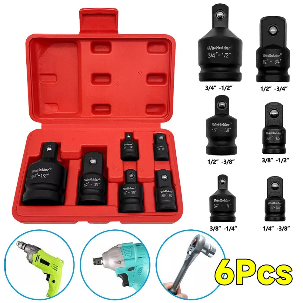 Main product image of 6Pcs Impact Adapter Reducer Socket Converter Set 3-4 1-4 3-8 1-2in  Female To Male