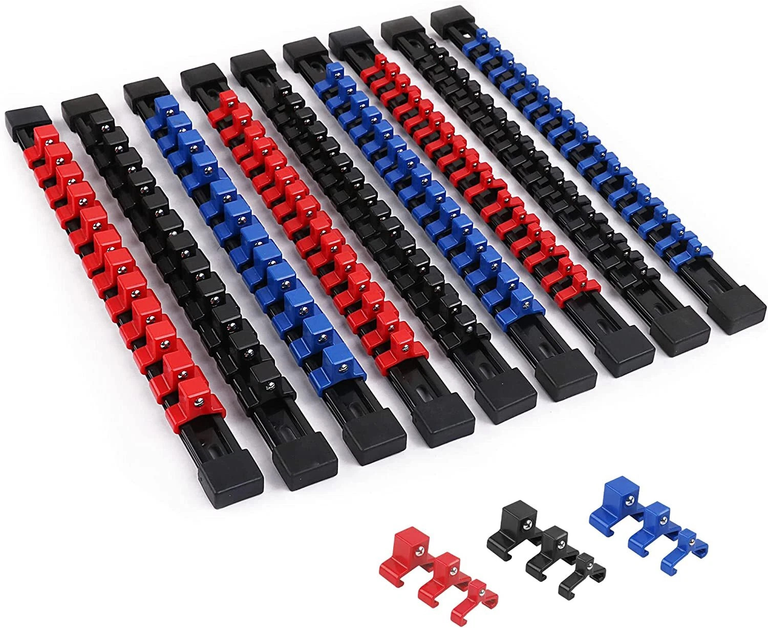 Main product image of 9-Piece ABS Wall Mount Socket Rail Set for 1/4in, 3/8in, 1/2in Drives