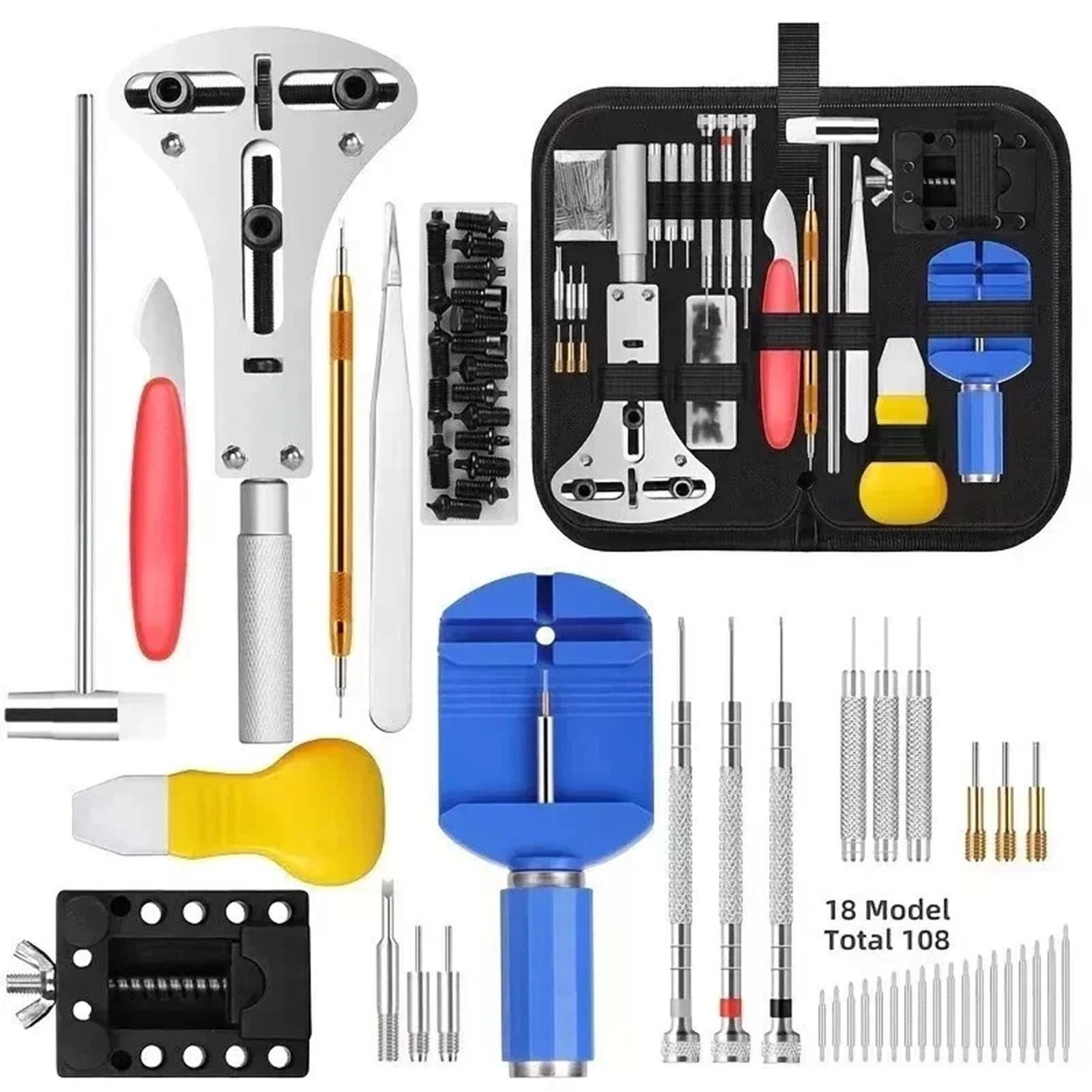 Main product image of 147-Piece Watch Repair Tool Kit with Case Opener and Spring Bar Tools