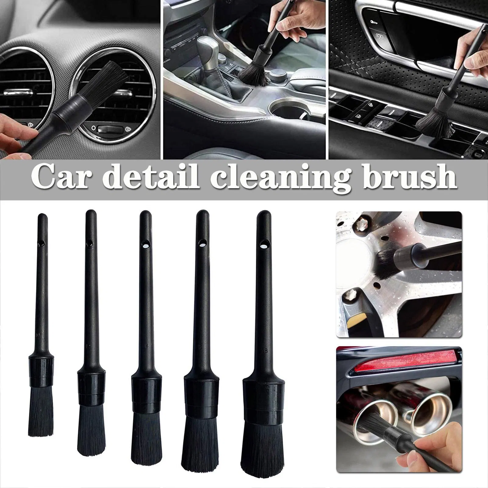Main product image of 5-Piece Boar Hair Car Detailing Brush Kit